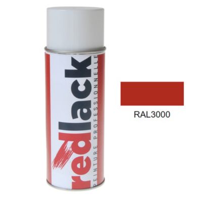Bombe de peinture Aérosol - spray - 400ml - RAL 3000 Rouge feu - Brillant - multisupport - Redlack - RAL3000