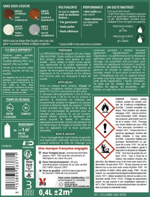 Bombe de peinture extérieure bois, fer, plastique noir mat V33 Easy Rénovation 400 ml