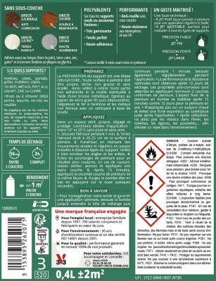 Bombe de peinture extérieure bois, fer, plastique noir satin V33 Easy Rénovation 400 ml