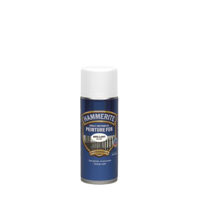 Bombe de peinture métal extérieur direct sur rouille blanc brillant Hammerite 400 ml