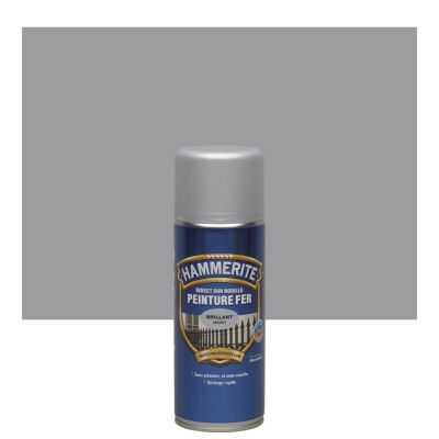 Bombe de peinture métal extérieur direct sur rouille gris argenté brillant Hammerite 400 ml