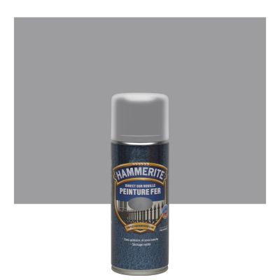 Bombe de peinture métal extérieur direct sur rouille gris argenté effet martelé Hammerite 400 ml