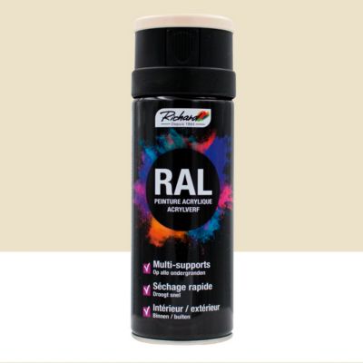bombe de peinture professionnelle ral multi-supports richard 1013 blanc perle