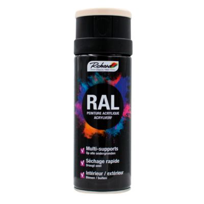 bombe de peinture professionnelle ral multi-supports richard 1013 blanc perle