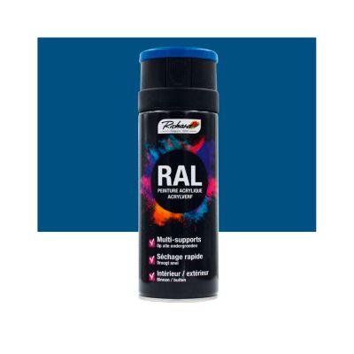 bombe de peinture professionnelle ral multi-supports richard 5010 bleu gentiane