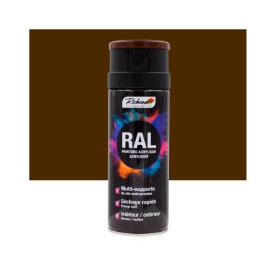 bombe de peinture professionnelle ral multi-supports richard 8011 brun noyer