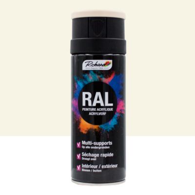 bombe de peinture professionnelle ral multi-supports richard 9001 blanc creme