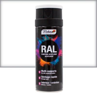 bombe de peinture professionnelle ral multi-supports richard 9016 blanc