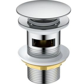 Bonde avec trop-plein pour vasque - Bonde de Lavabo Universel Pop Up Automatique - Bouchon de Vidange Ecoulement Chromé