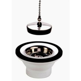 Bonde à bouchon - Inox - Diamètre 70 mm - Avec bouchon et chainette - Utilisation intérieure