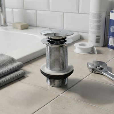 Bonde chromée quick-clac sans trop-plein 100mm pour vasque Flomasta