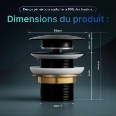 Bonde clic-clac - Push System - Coloris Noir mat