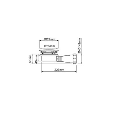 Bonde de douche extra-plate 90mm Flomasta