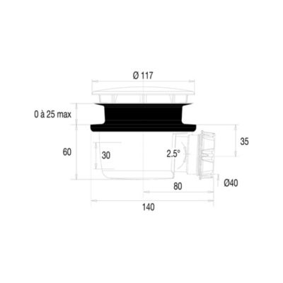 Bonde de douche extra-plate Ø90mm NF minime - Valentin