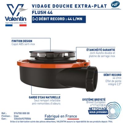 Bonde de douche extra plate Valentin Flush Ø90mm
