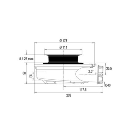 Bonde de douche pour revceveur ø 90 mm Valentin