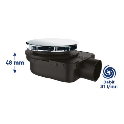 Bonde de douche ultra plate Valentin Smart Ø90mm