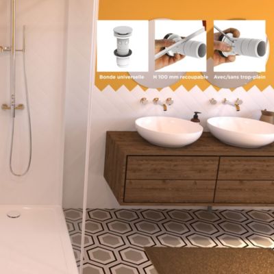 Bonde de lavabo ø65 mm Valentin avec clapet clic clac ou fixe