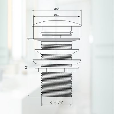 Bonde de Lavabo Pop-up en Laiton sans Trop-plein Chromé G 1-1/4"