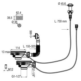 Bonde de vidage automatique D90mm pour évier double cuve - VALENTIN - 00 438000 000 00