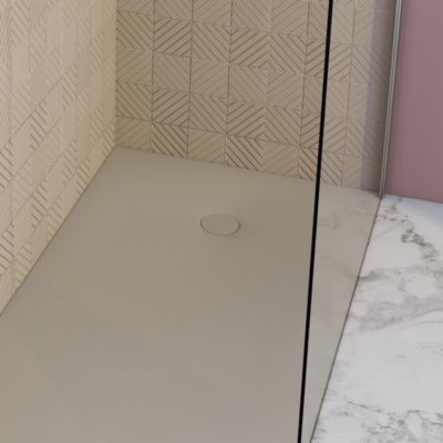 Bonde extra-plate Ø90 mm pour receveur de douche, beige latte mat, Allibert Karbon