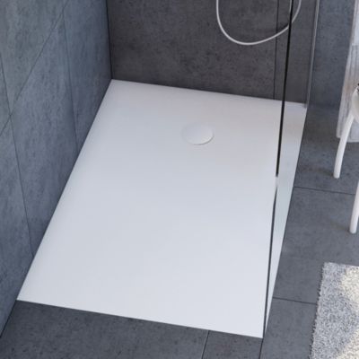 Bonde extra-plate Ø90 mm pour receveur de douche, blanc mat, Allibert Karbon