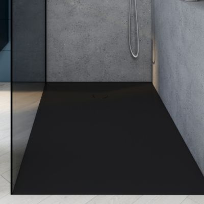 Bonde extra-plate Ø90 mm pour receveur de douche, noir mat, Allibert Karbon