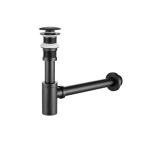 Bonde pour lavabo (sans trop-plein) - noir mat - siphon universel en laiton