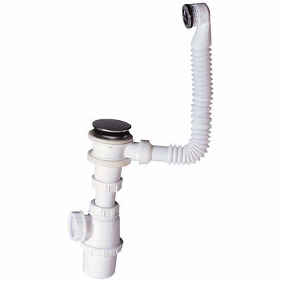 Bonde Quick-Clac avec trop-plein + siphon Wirquin