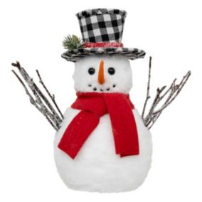 Bonhomme de Neige Déco "Chapeau" 27cm Blanc