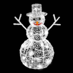 Bonhomme de neige lumineux extérieur blanc froid h60cm 100 led + transfo - feeric lights & christmas