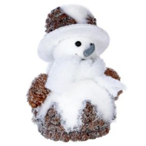 Bonhomme de Neige "Marron Glacé" 18cm Blanc