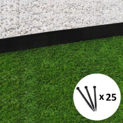 Bordure de jardin droite noire - 7,8 cm x 5 mètres avec 25 piquets d'ancrage GT Garden