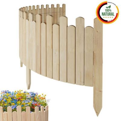 Bordure de Jardin en Bois Clôture d'Extérieur 200 cm x 40 cm Non Traitée Barrières de Jardin Piquets d'ancrage Bordure de Gazon