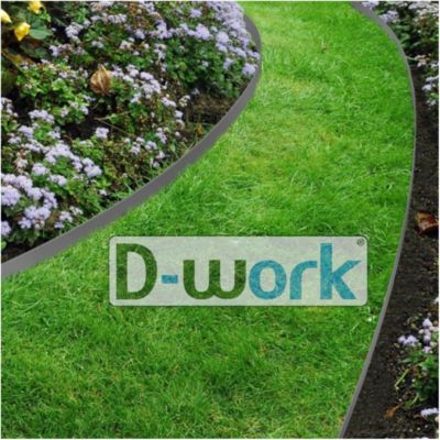 Bordure De Jardin Flexible Gris Anthracite Ht.9 cm, L.5 M, ép. 4,5 mm en PE et Fibres de Bois + 6 Piquets Métalliques - D-Work