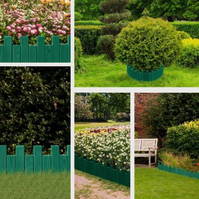 Bordure de jardin - FLORA4 - 100 cm x 20 cm - Bois de pin - Verte ...
