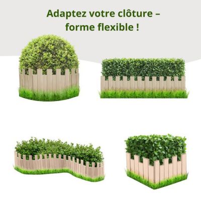 Bordure de jardin - Floranica - Non Traitée - Bois de pin - 200 cm x 30 cm - Esthétique crénelée