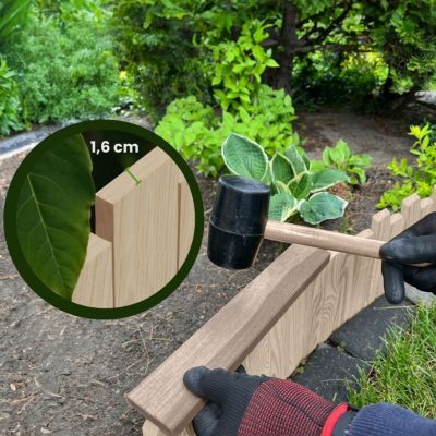 Bordure de jardin - Floranica - Non Traitée - Bois de pin - 200 cm x 30 cm - Esthétique crénelée