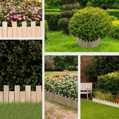 Bordure de jardin - Floranica - Non Traitée - Bois de pin - 200 cm x 30 cm - Esthétique crénelée