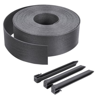 Bordure de jardin PE flexible 20M x 8 CM avec piquets gris VOUNOT