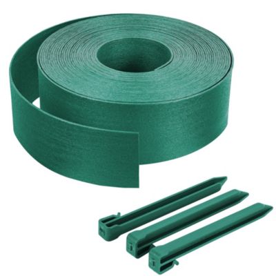 Bordure de jardin PE flexible 20M x 8 CM avec piquets vert VOUNOT