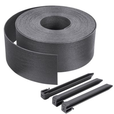 Bordure de jardin PE haute flexible 20M avec piquets gris VOUNOT