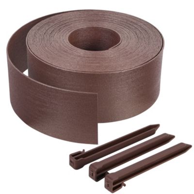 Bordure de jardin PE haute flexible 20M avec piquets marron VOUNOT