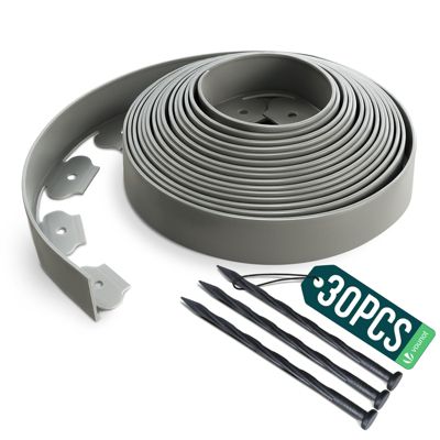 Bordure de jardin plastique flexible 10m avec piquets gris VOUNOT