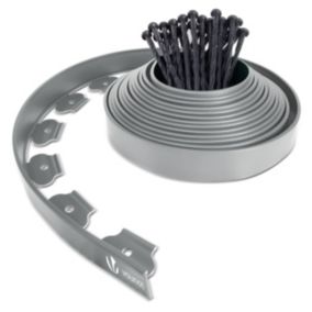 Bordure de jardin plastique flexible 10m avec piquets gris VOUNOT