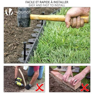 Bordure de jardin plastique flexible 10m avec piquets gris VOUNOT