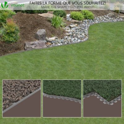 Bordure de jardin plastique flexible 10m avec piquets gris VOUNOT