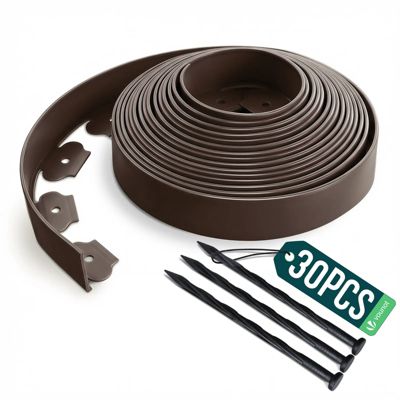 Bordure de jardin plastique flexible 10m avec piquets Marron VOUNOT