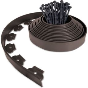 Bordure de jardin plastique flexible 10m avec piquets Marron VOUNOT
