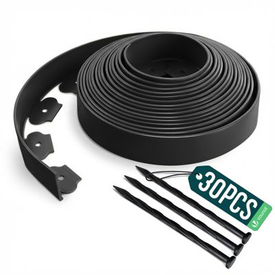 Bordure de jardin plastique flexible 10m avec piquets noir VOUNOT